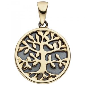 Anhnger Lebensbaum 925 Sterling Silber bicolor gold vergoldet