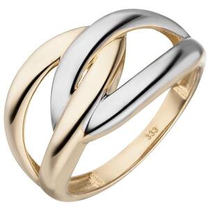 Damen Ring 333 Gelbgold, bicolor (Gr��e: 56)