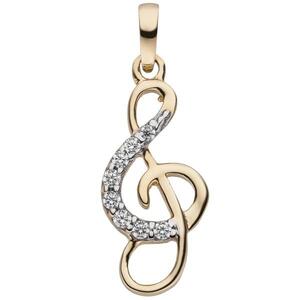 Anh�nger Notenschl�ssel 333 Gold Gelbgold 8 Zirkonia