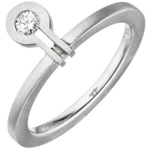 Damen Ring 950 Platin matt 1 Diamant Brillant 0,07ct. (Gr��e: 54)