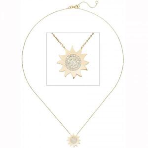Collier Kette mit Anhnger Sonne 333 Gold Gelbgold 37 Zirkonia 45 cm