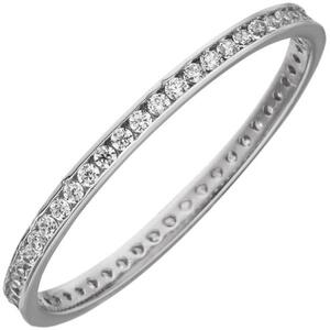Damen Ring schmal 333 Gold Wei�gold mit Zirkonia, rundum (Gr��e: 54)