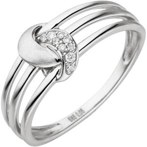 Damen Ring 585 Gold Weigold mit 9 Diamanten Goldring (Gre: 56)