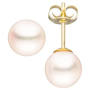 Ohrstecker 333 Gold Gelbgold 2 S��wasser Perlen 6,5 mm