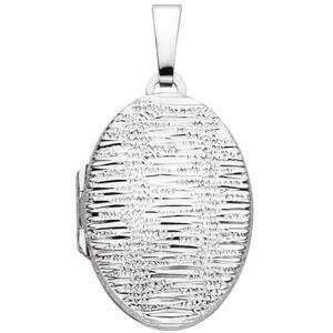 Medaillon oval 925 Sterling Silber mit Struktur fr 2 Fotos