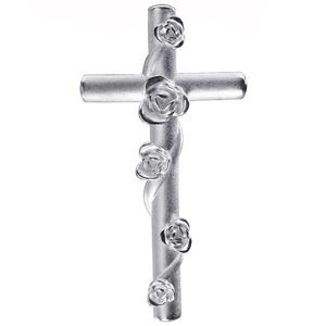 Anh�nger Kreuz mit Rosen 925 Sterling Silber matt Kreuzanh�nger