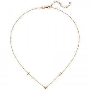 Collier Halskette Glaube Liebe Hoffnung 925 Silber rotgold vergoldet 43 cm