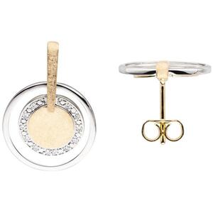 Ohrh�nger 585 Gelbgold Wei�gold bicolor eismatt 24 Diamanten Brillanten