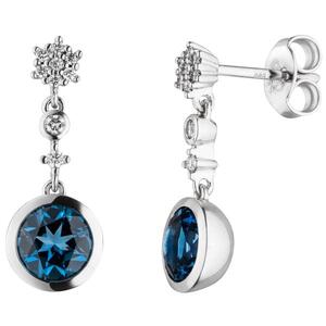 Ohrh�nger 585 Wei�gold 18 Diamanten Brillanten 2 Blautopase blau