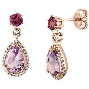 Ohrh�nger 585 Rotgold 2 Amethyste 2 Rhodolithe 56 Diamanten Brillanten