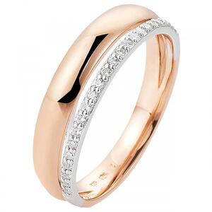 Damen Ring 585 Rotgold Weigold bicolor 23 Diamanten -Brillanten (Gre: 56)