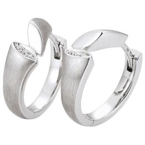 Creolen 585 Gold Wei�gold matt 6 Diamanten Brillanten Ohrringe