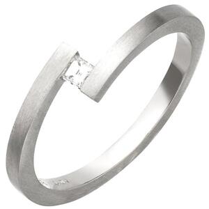Damen Ring 950 Platin matt 1 Diamant im Caree-Schliff (Gre: 54)