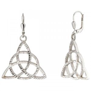 Ohrh�nger Triquetra 925 Sterling Silber matt Ohrringe Boutons Silberohrringe