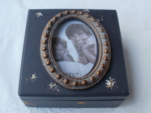 Aufbewahrungsbox Shabby Chic aus Holz und Glas, 15 cm