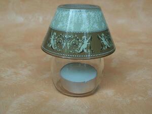 Glaslampe mit Engeln fr Teelichter, 9 cm hoch
