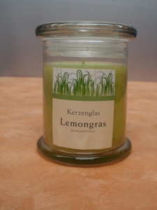 Kerze im Glas mit Deckel, Lemongras