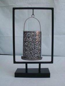 Kerzenhalter aus Metall und Glas, 30,5 cm hoch