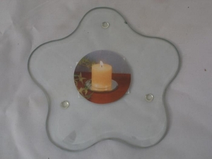 Kerzenteller Blume aus Glas 12 cm