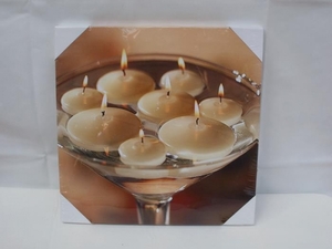 Wandbild Kerzen mit LED Beleuchtung, 30 cm (Form: Teelichter Steine)