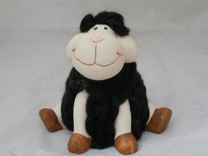 Dekofigur groes Schaf aus Keramik 15 cm