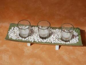 Teelichthalter-Set in Grn mit 3 Teelichtglsern