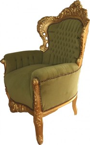 Casa Padrino Barock Sessel King Jadegrn / Gold 85 x 85 x H. 120 cm - Barock Mbel