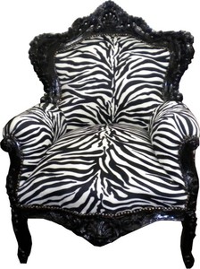 Casa Padrino Barock Sessel King Zebra / Schwarz 85 x 85 x H. 120 cm - Antik Stil Mbel