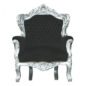 Casa Padrino Barock Sessel King Schwarz / Silber 85 x 85 x H. 120 cm