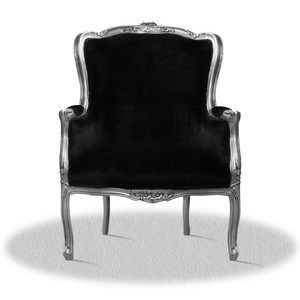 Casa Padrino Barock Salon Wohnzimmer Sessel Silber Schwarz 70 x 65 x H. 100 cm - Antik Stil Hotel Mbel