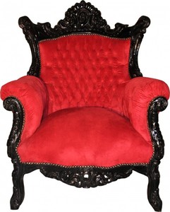 Casa Padrino Barock Sessel Al Capone Bordeaux / Schwarz 80 x 90 x H. 128 cm - Antik Stil