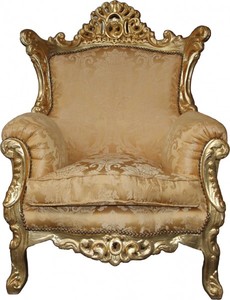 Casa Padrino Barock Sessel Al Capone Mod2 Gold Muster / Gold 90 x 80 x H. 127 cm - Barock M�bel