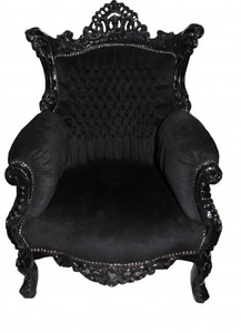 Casa Padrino Barock Sessel Al Capone Schwarz / Schwarz 90 x 80 x H. 128 cm - Barockmbel