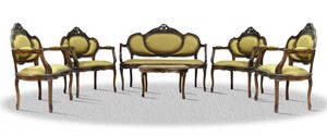 Casa Padrino Barock Salon Set mit Sitzbank 4 Sthlen und Tisch - Antik Stil Mbel