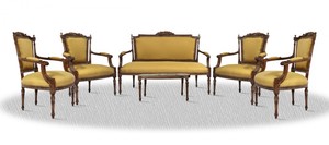 Casa Padrino Antik Stil Salon Set mit Sitzbank 4 Sthlen und Tisch - Barock Mbel
