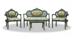 Casa Padrino Barock Salon Set mit Sitzbank 2 Sthlen und Tisch - Luxus Qualitt