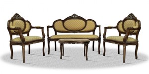 Casa Padrino Barock Salon Set braun / creme / gold mit Muster / bronze - Hotel Mbel