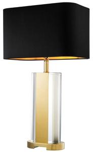 Casa Padrino Kristallglas Tischleuchte in gold mit schwarzem Lampenschirm - Designer Kollektion
