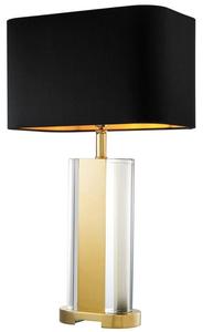 Casa Padrino Kristallglas Tischleuchte in gold mit schwarzem Lampenschirm - Designer Kollektion