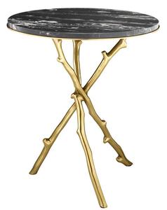 Casa Padrino Luxus Wohnzimmer Beistelltisch in gold mit schwarzer Marmorplatte 50 x H. 57 cm - Limited Edition