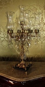 Casa Padrino Barock Kristall Hockerleuchte - H 86 cm - Antik Stil - Luxus Kollektion