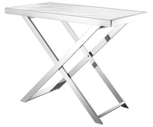 Casa Padrino Edelstahl Konsole mit wei�er Marmorplatte 110 x 60 x H. 87 cm - Luxus Wohnzimmerm�bel