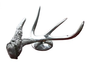 Casa Padrino Deko Horn - Aluminium vernickelt - Luxus Schreibtisch Dekoration