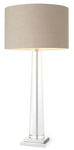 Casa Padrino Luxus Kristallglas Tischleuchte mit grauem Lampenschirm - Hotel M�bel