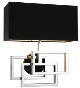 Casa Padrino Designer Wandleuchte in silber mit schwarzem Lampenschirm 35 x 18 x H. 38 cm - Luxus Wandlampe