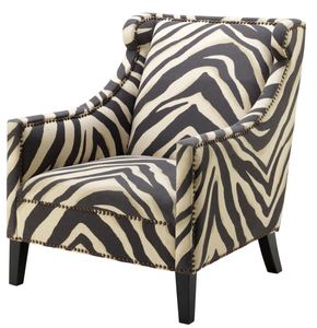 Casa Padrino Sessel im Zebra Design 74 x 81 x H. 89 cm - Luxus Wohnzimmer Sessel