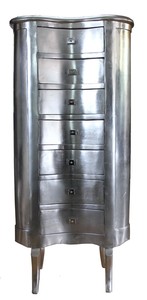 Casa Padrino Barock Kommode Silber mit 7 Schubladen Oval - Antik Stil - Barock M�bel