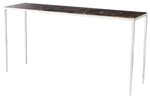 Casa Padrino Wohnzimmer Konsole in silber mit brauner Marmorplatte 152 x 40 x H. 76 cm - Luxus Qualitt