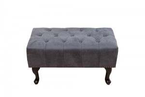 Chesterfield Fu�hocker Grau Antik Look aus dem Hause Casa Padrino 