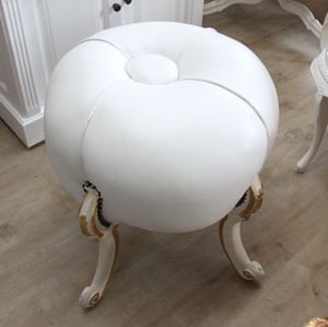 Barock Sitzhocker - Rundhocker- Wei� / Gold - Barock M�bel